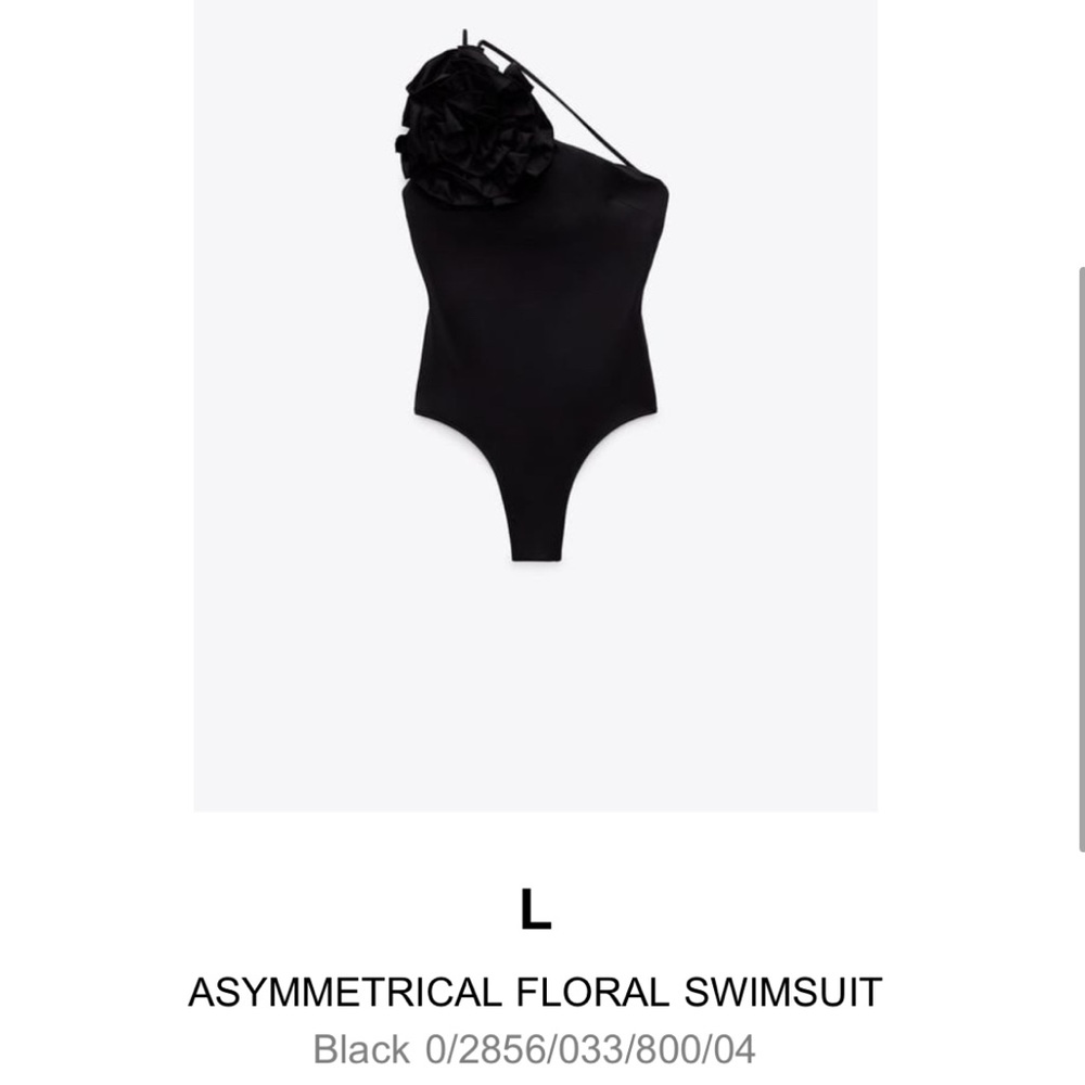 Asymmetrical Floral Swimsuit - Black